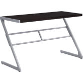 48" Computer Desk in Cappuccino & Silver Metal